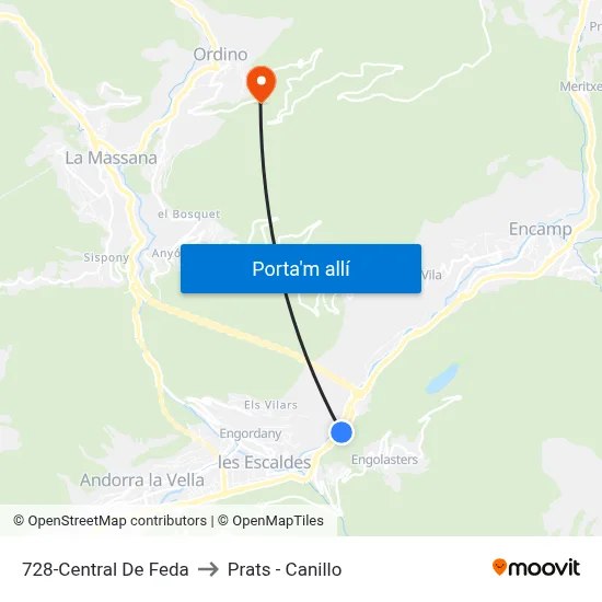 728-Central De Feda to Prats - Canillo map