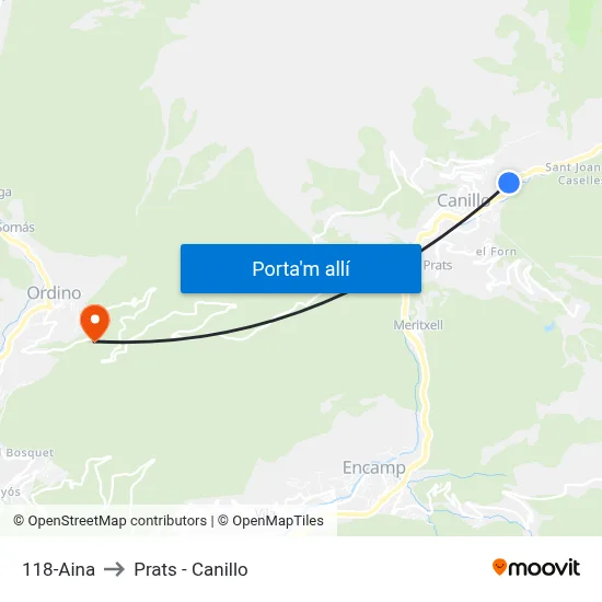 118-Aina to Prats - Canillo map