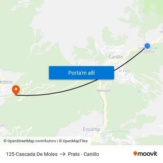 125-Cascada De Moles to Prats - Canillo map