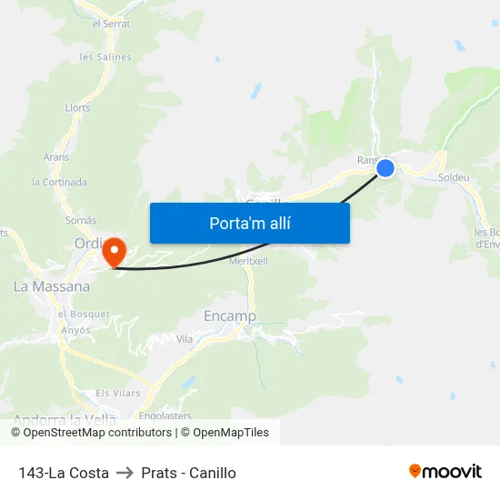 143-La Costa to Prats - Canillo map