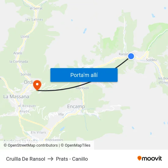 146-Cruïlla De Ransol to Prats - Canillo map
