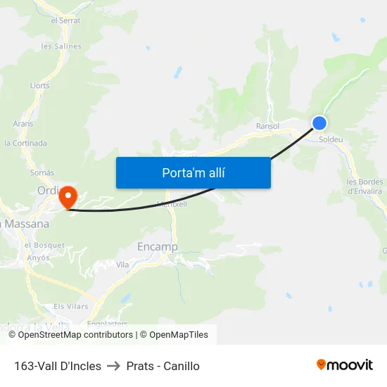 163-Vall D'Incles to Prats - Canillo map