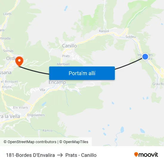 181-Bordes D'Envalira to Prats - Canillo map