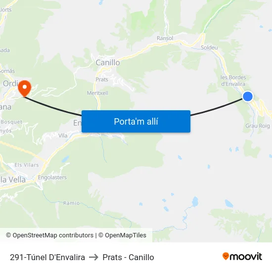 291-Túnel D'Envalira to Prats - Canillo map