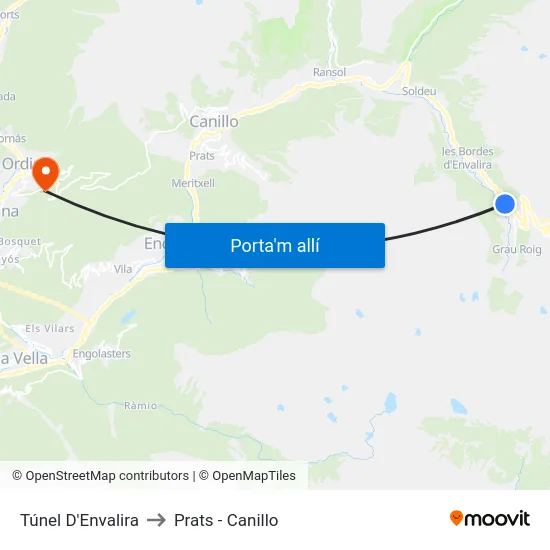 292-Túnel D'Envalira to Prats - Canillo map