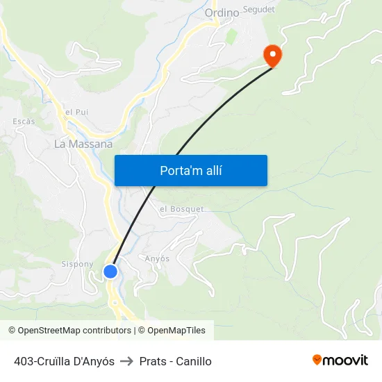 403-Cruïlla D'Anyós to Prats - Canillo map