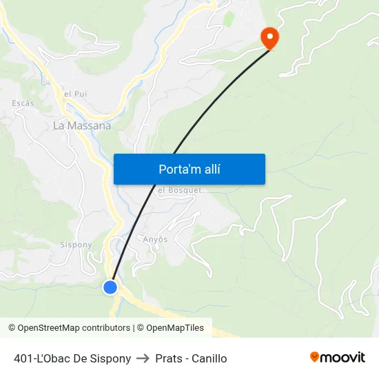 401-L'Obac De Sispony to Prats - Canillo map