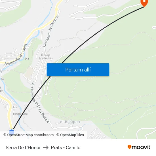 406-Serra De L'Honor to Prats - Canillo map