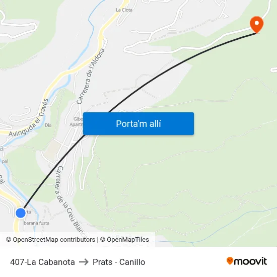 407-La Cabanota to Prats - Canillo map