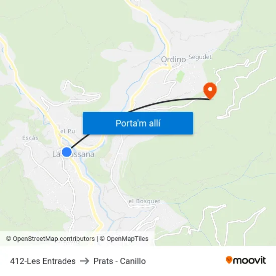 412-Les Entrades to Prats - Canillo map