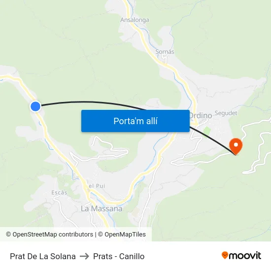 Prat De La Solana to Prats - Canillo map