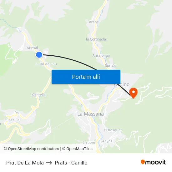 Prat De La Mola to Prats - Canillo map