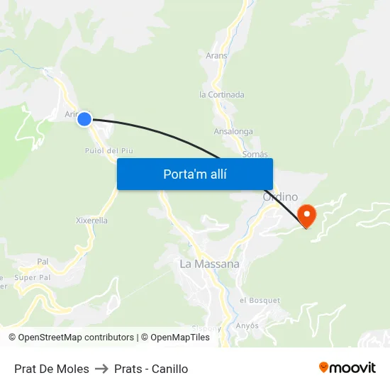 Prat De Moles to Prats - Canillo map