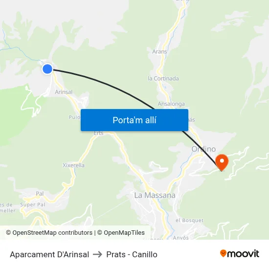 Aparcament D'Arinsal to Prats - Canillo map