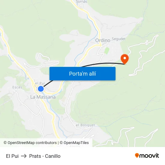 El Pui to Prats - Canillo map