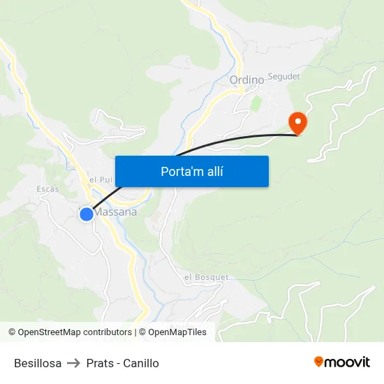 Besillosa to Prats - Canillo map