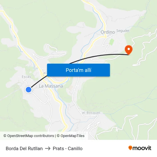 Borda Del Rutllan to Prats - Canillo map