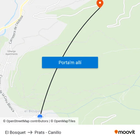 El Bosquet to Prats - Canillo map