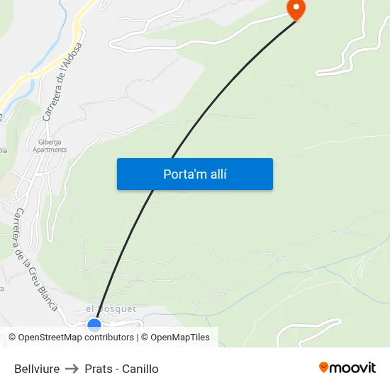 Bellviure to Prats - Canillo map