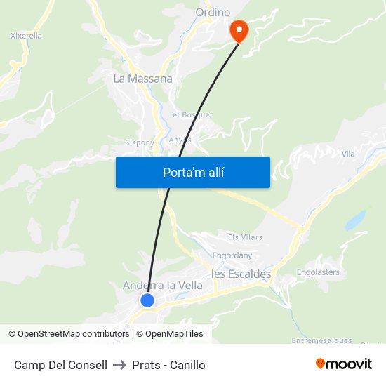 Camp Del Consell to Prats - Canillo map