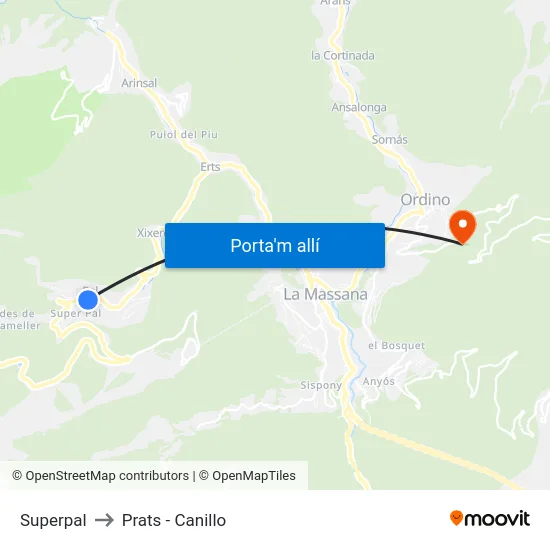 Superpal to Prats - Canillo map