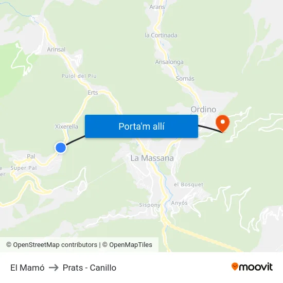 El Mamó to Prats - Canillo map
