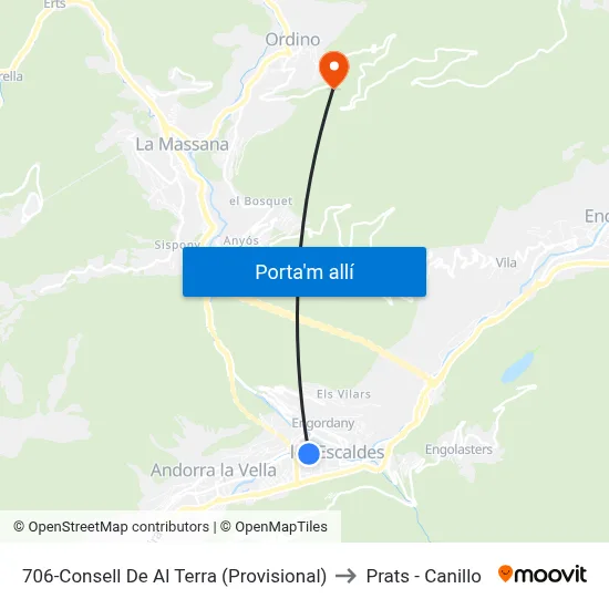 706-Consell De Al Terra (Provisional) to Prats - Canillo map