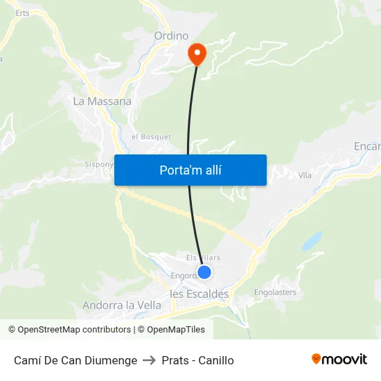 Camí De Can Diumenge to Prats - Canillo map