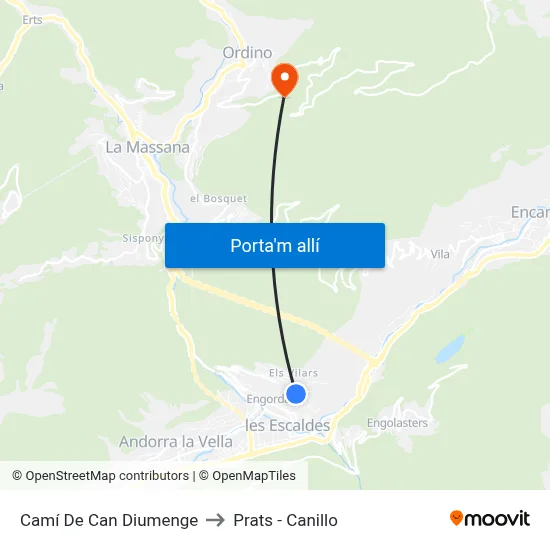 Camí De Can Diumenge to Prats - Canillo map