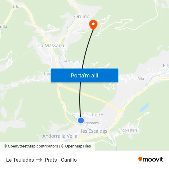 Le Teulades to Prats - Canillo map