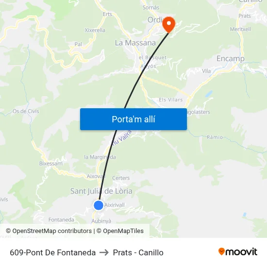 609-Pont De Fontaneda to Prats - Canillo map