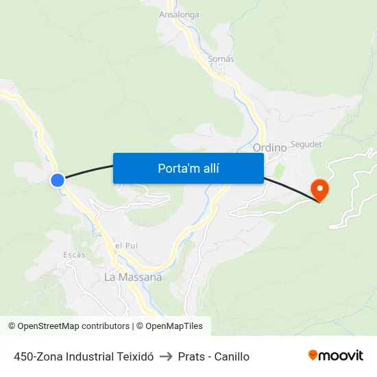 450-Zona Industrial Teixidó to Prats - Canillo map