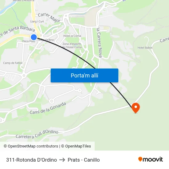 311-Rotonda D'Ordino to Prats - Canillo map