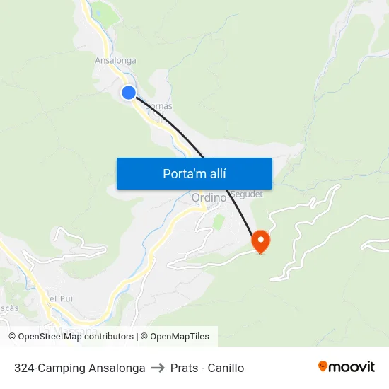 324-Camping Ansalonga to Prats - Canillo map