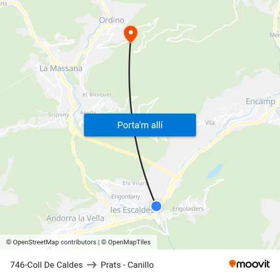 746-Coll De Caldes to Prats - Canillo map