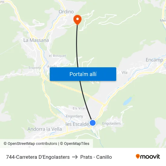 744-Carretera D'Engolasters to Prats - Canillo map