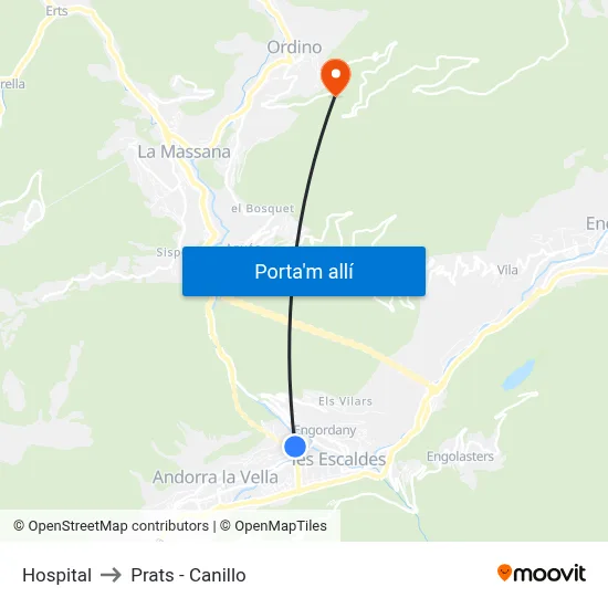 Hospital to Prats - Canillo map