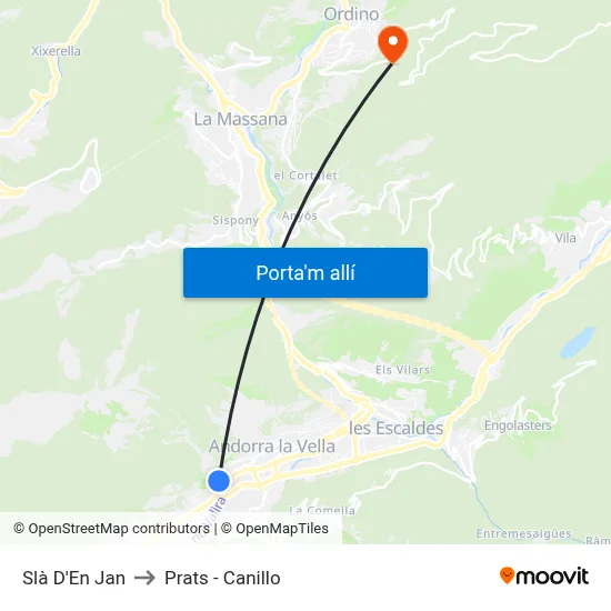 Slà D'En Jan to Prats - Canillo map