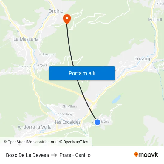 Bosc De La Devesa to Prats - Canillo map