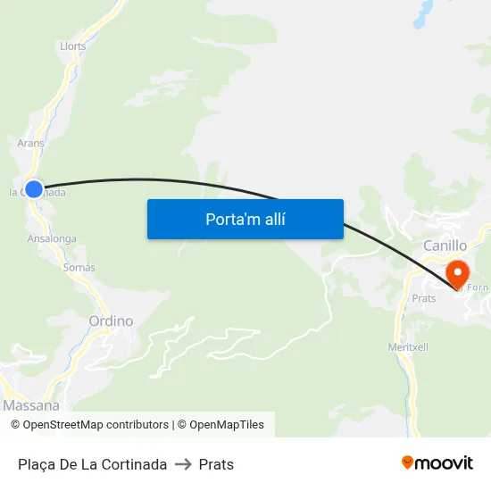 Plaça De La Cortinada to Prats map