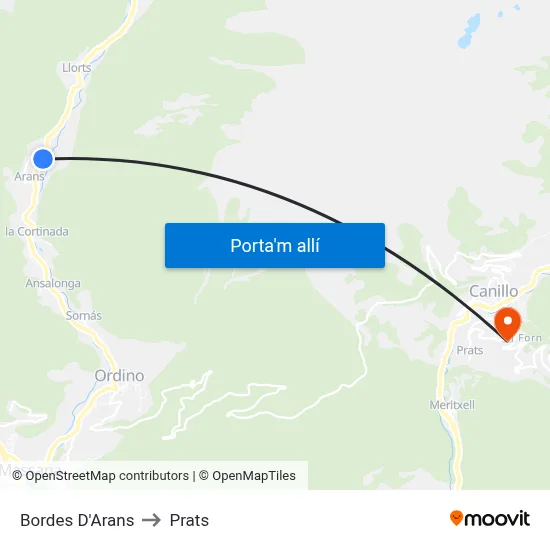 Bordes D'Arans to Prats map
