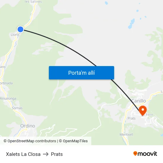 Xalets La Closa to Prats map