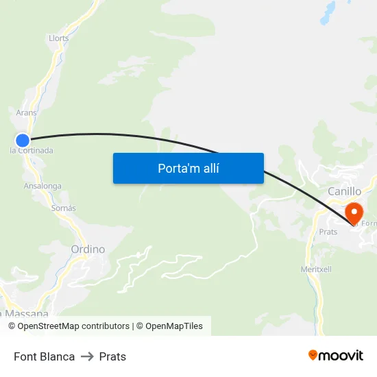 Font Blanca to Prats map