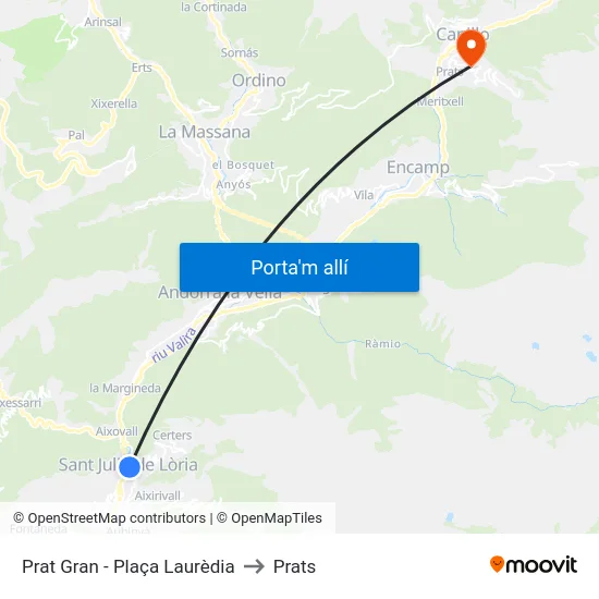Prat Gran - Plaça Laurèdia to Prats map