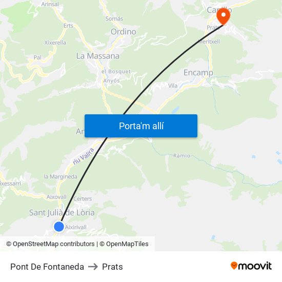 Pont De Fontaneda to Prats map