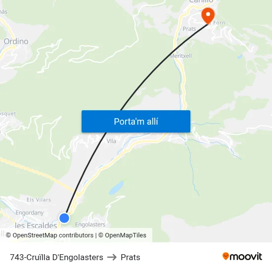 743-Cruïlla D'Engolasters to Prats map