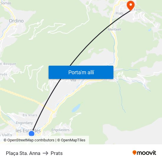 Plaça Sta. Anna to Prats map