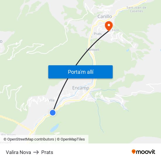 Valira Nova to Prats map