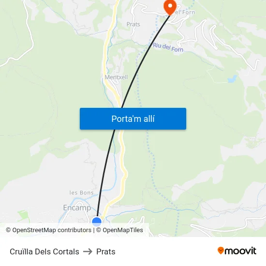 260-Cruïlla Dels Cortals to Prats map