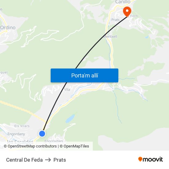 Central De Feda to Prats map